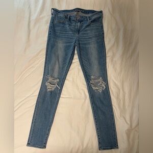 American Eagle Outfitters Blue Ripped Skinny Jeans